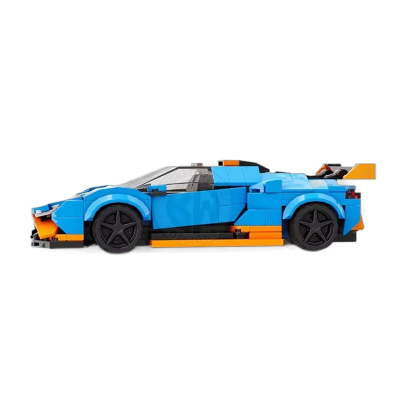 MOC Lamborghini Huracan STO Building Blocks Supercar Model – Blue Orange Racing Brick Toy