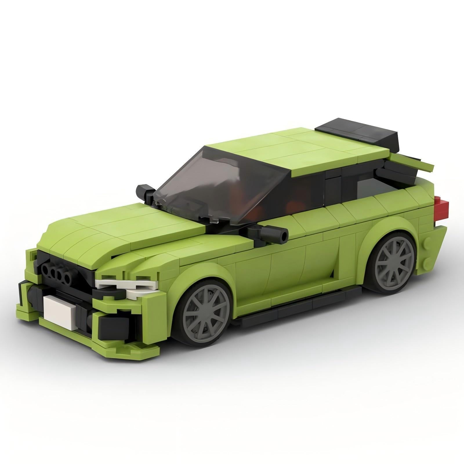 Audi RS3 MOC Compatible Building Block Car Model – Green Sports Car Brick Kit for Collectors & Kids
