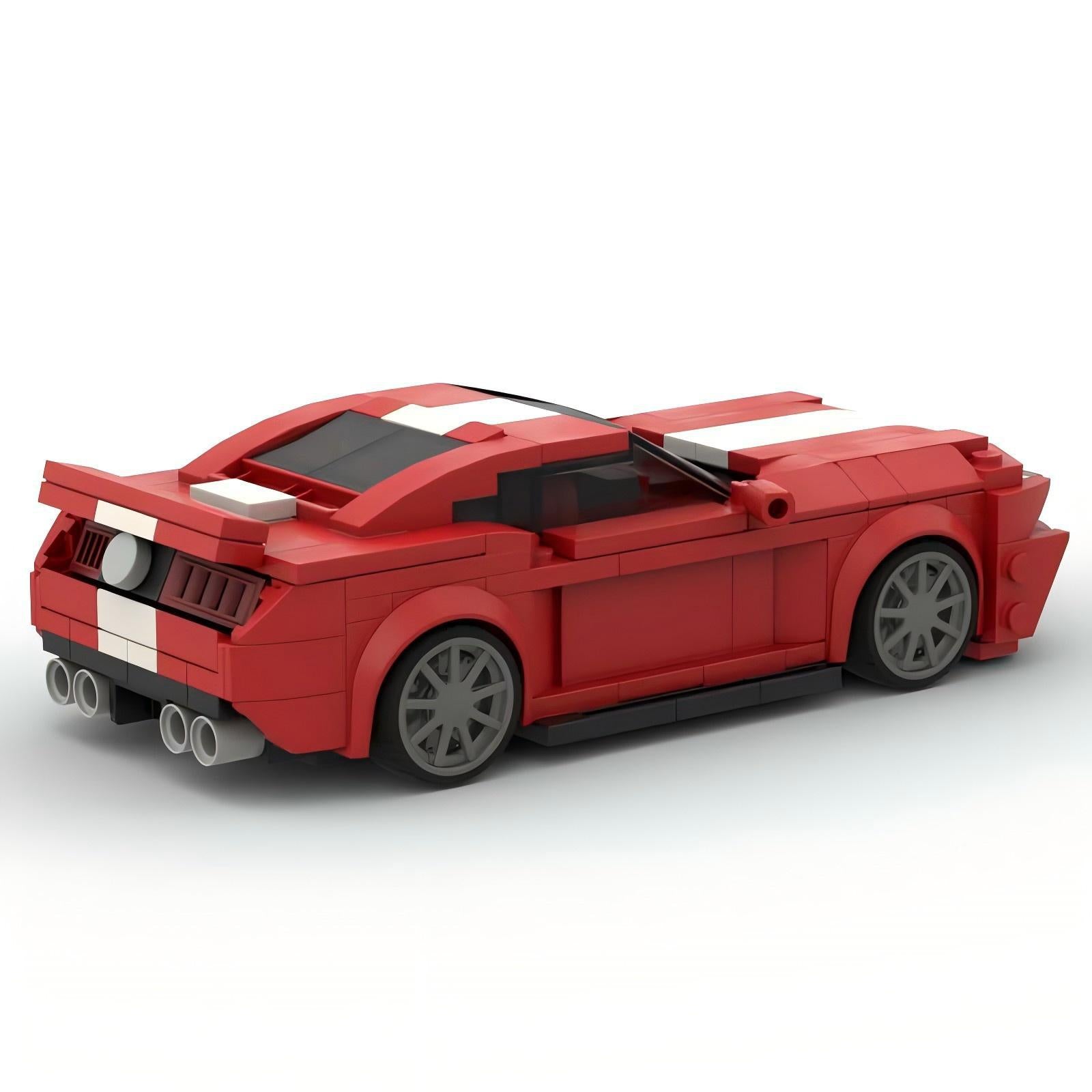 MOC Ford Mustang Muscle Car Building Blocks – Classic Red Sports Car Brick Model Toy for Collectors & Kids