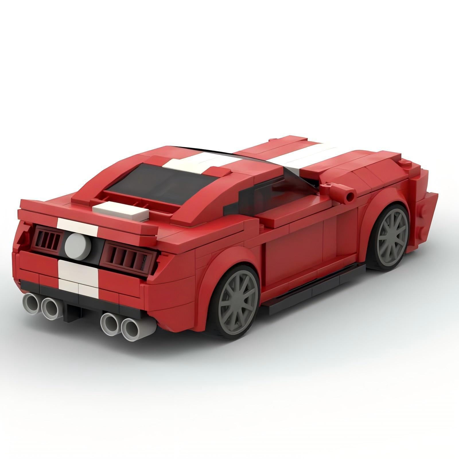 MOC Ford Mustang Muscle Car Building Blocks – Classic Red Sports Car Brick Model Toy for Collectors & Kids