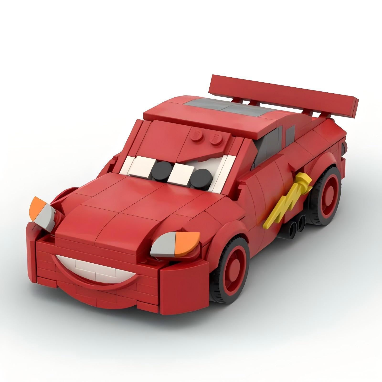 MOC Lightning McQueen Car Building Blocks Set – Cartoon Racing Sports Car Collectible Brick Model
