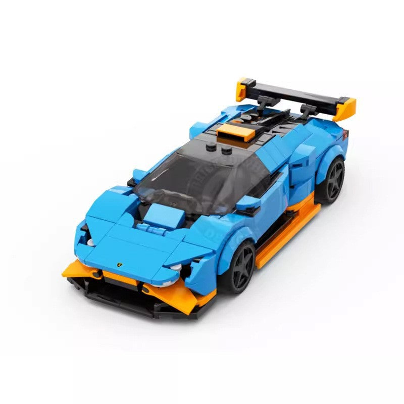 MOC Lamborghini Huracan STO Building Blocks Supercar Model – Blue Orange Racing Brick Toy