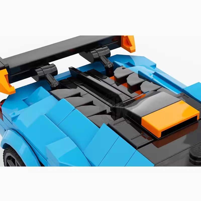 MOC Lamborghini Huracan STO Building Blocks Supercar Model – Blue Orange Racing Brick Toy