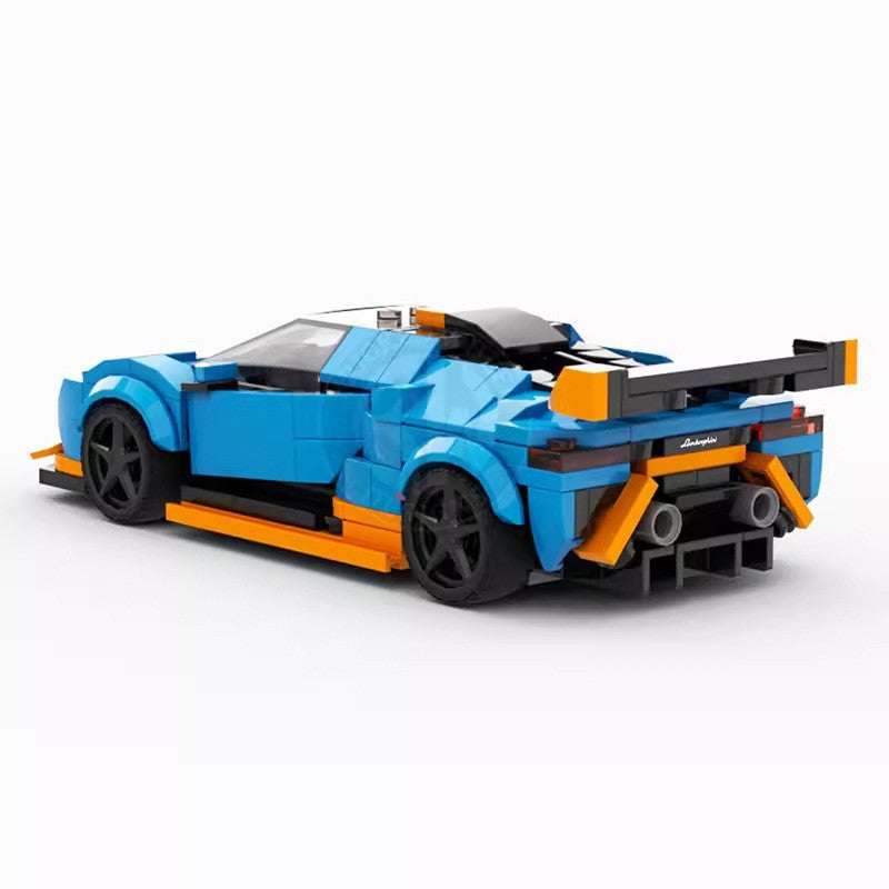 MOC Lamborghini Huracan STO Building Blocks Supercar Model – Blue Orange Racing Brick Toy