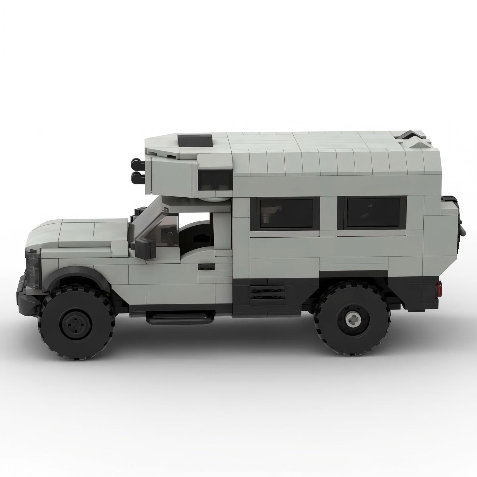 MOC Ford F-550 Heavy Duty Truck Building Blocks – Off-Road Camper Ambulance Brick Model Toy for Collectors