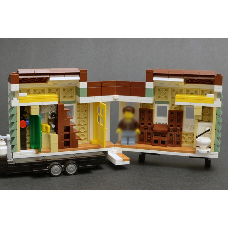 MOC Chevrolet C10 Pickup Truck with Trailer Building Block Model – Classic Vintage Brick Toy