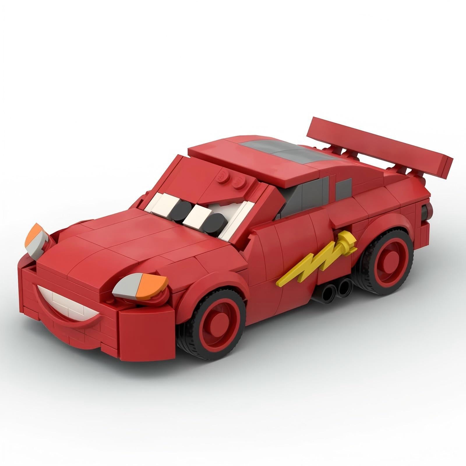 MOC Lightning McQueen Car Building Blocks Set – Cartoon Racing Sports Car Collectible Brick Model