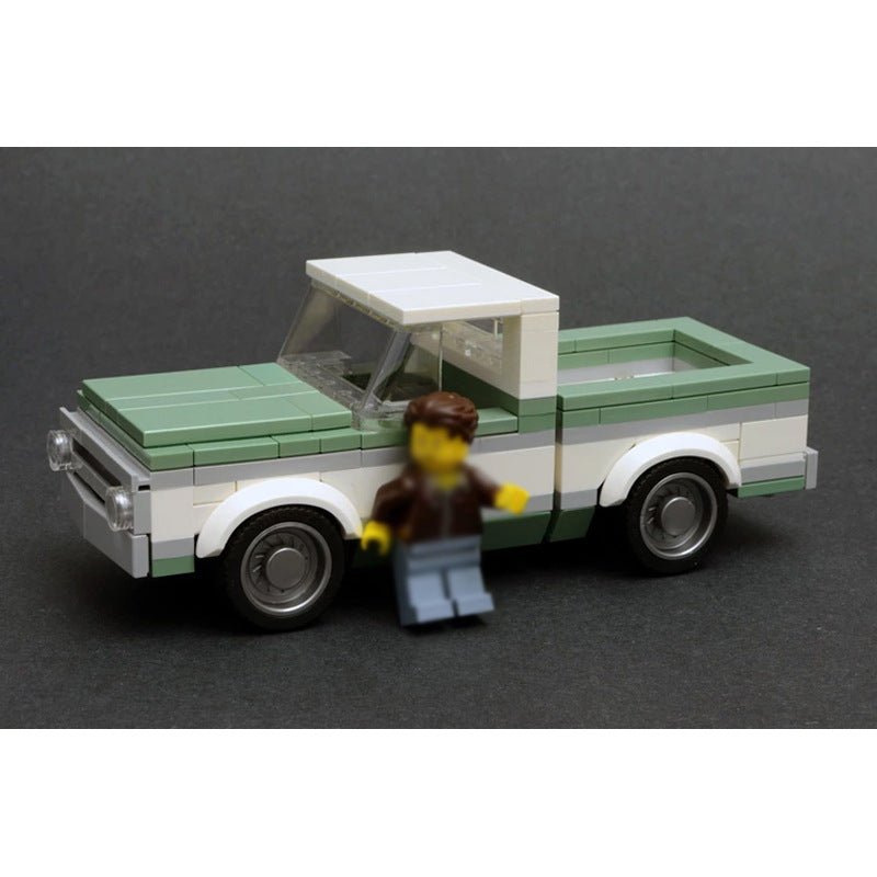 MOC Chevrolet C10 Pickup Truck with Trailer Building Block Model – Classic Vintage Brick Toy