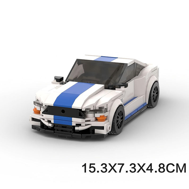 MOC Ford Mustang Muscle Car Building Blocks – Classic Red Sports Car Brick Model Toy for Collectors & Kids