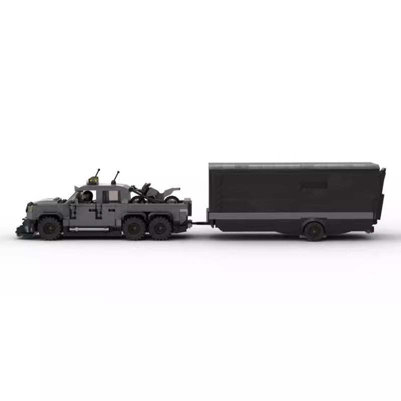 MOC Ford Velociraptor 6x6 Off-Road Truck with Trailer & Car Building Block Set – Collector’s Brick Model
