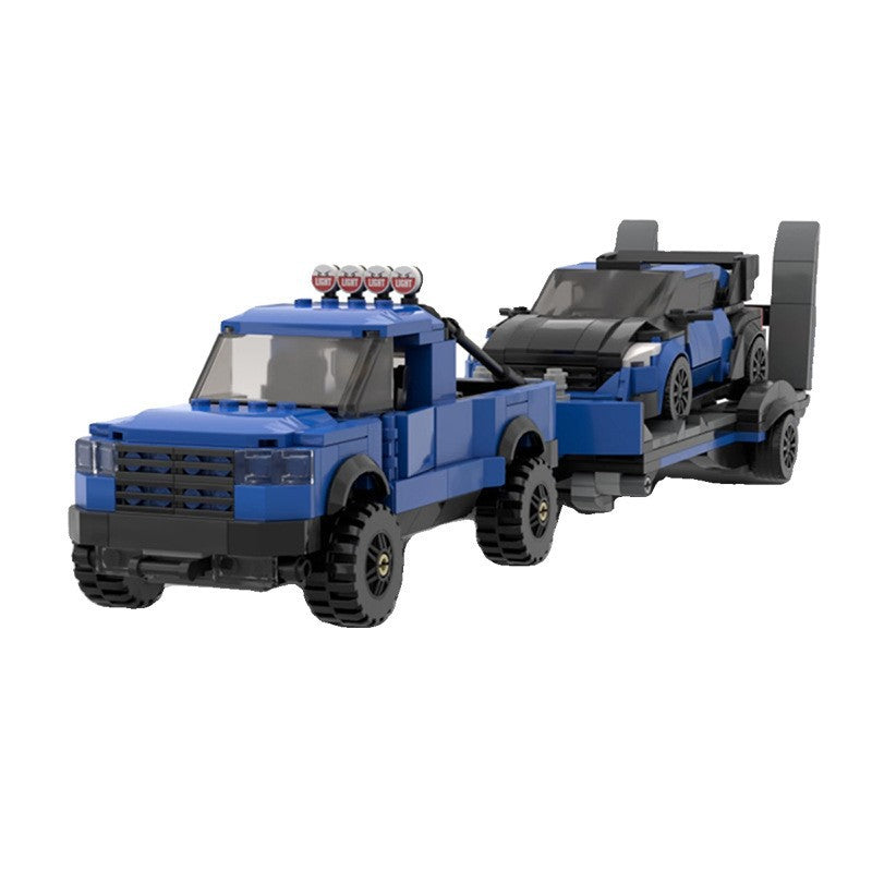 MOC Ford F150 Pickup Truck & Fiesta Car with Trailer – Building Block Set for Collectors & Car Fans
