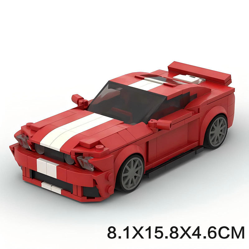 MOC Ford Mustang Muscle Car Building Blocks – Classic Red Sports Car Brick Model Toy for Collectors & Kids