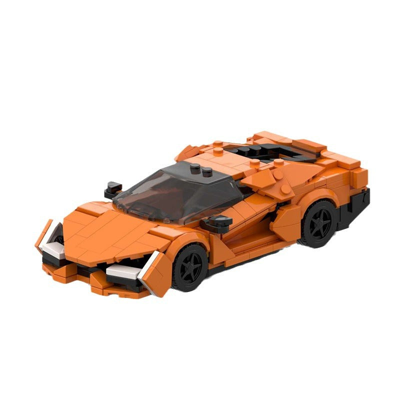 MOC Lamborghini Revuelto Building Blocks Supercar Model – Orange Hypercar Brick Toy for Collectors