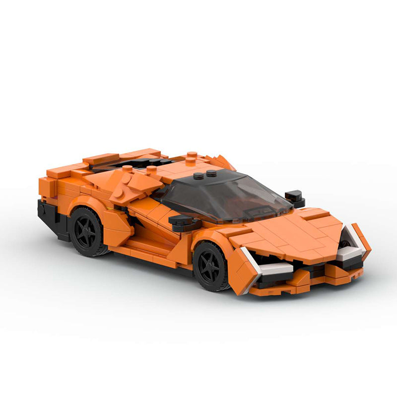 MOC Lamborghini Revuelto Building Blocks Supercar Model – Orange Hypercar Brick Toy for Collectors