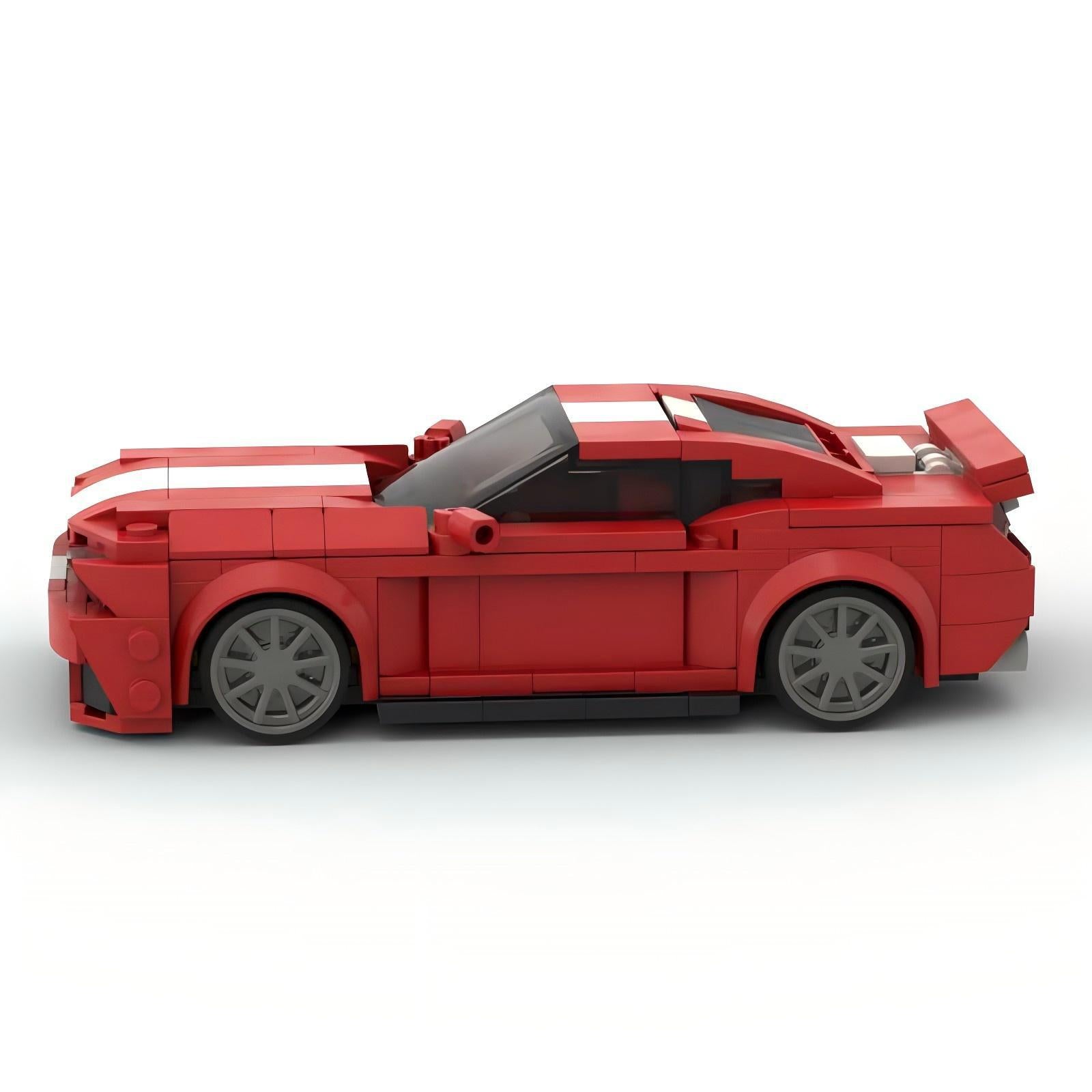 MOC Ford Mustang Muscle Car Building Blocks – Classic Red Sports Car Brick Model Toy for Collectors & Kids